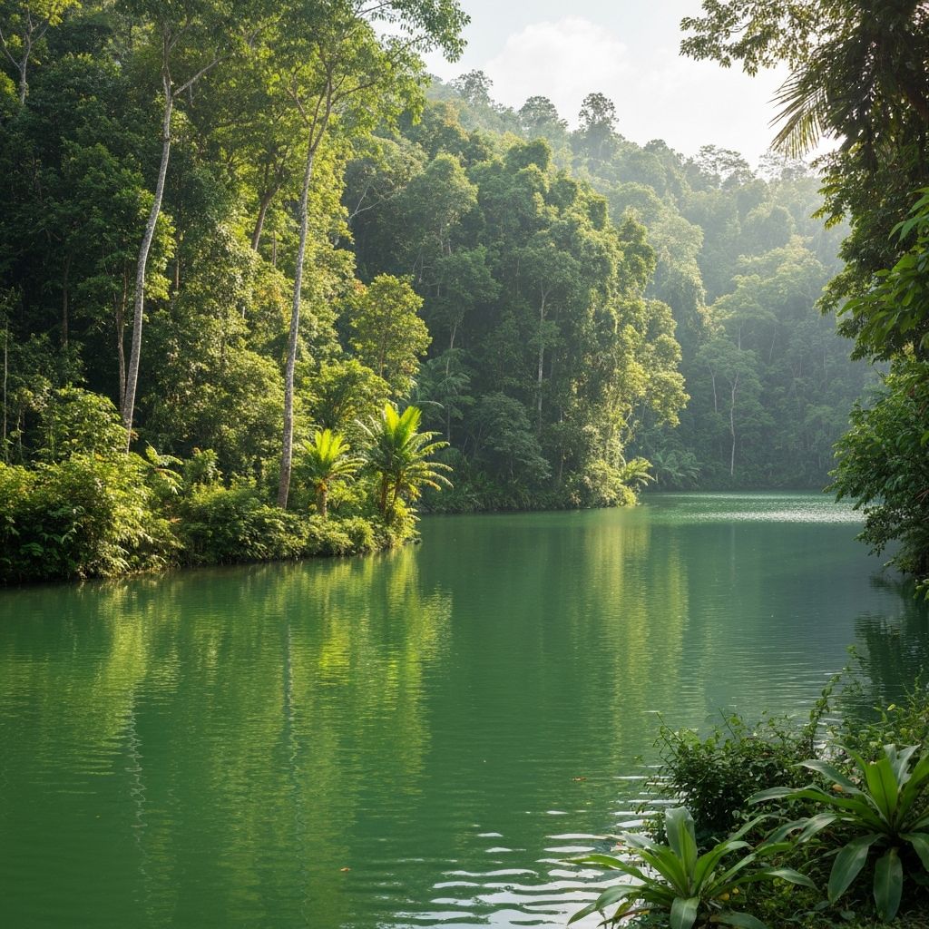 Serene tropical jungle landscape